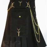 Premium Quality Hand Made Traditional Scottish Black Gothic Kilt