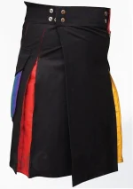 Premium Quality Hand Made Traditional Scottish Black Hybrid Kilt Right Side