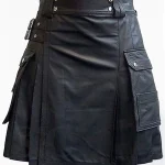 Premium Quality Hand Made Traditional Scottish Black Leather Kilt