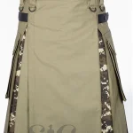 Premium Quality Hand Made Traditional Scottish Khaki Hybrid Utility Kilt