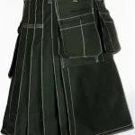Premium Quality Hand Made Traditional Scottish Multi Pockets Black Working Kilt