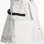 Premium Quality Hand Made Traditional Scottish Multi Pockets White Working Kilt
