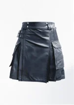 Premium Quality Handmade Real Leather Kilt Scotland Front