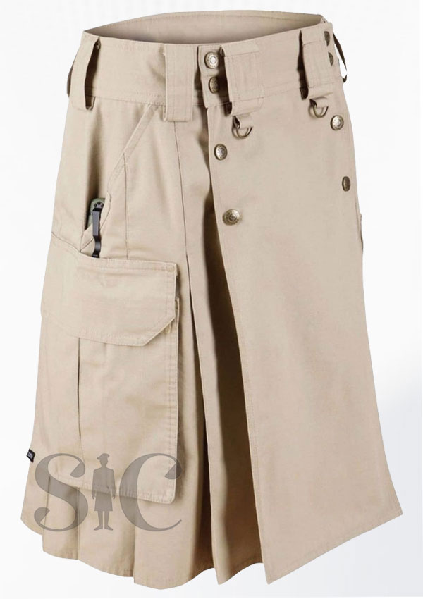 Premium Quality Khaki Combat Utility Kilt Scotland Clothing Design 38