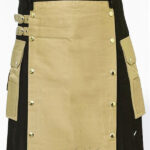 Premium Quality Scottish Khaki & Black Hybrid Kilt Design 78