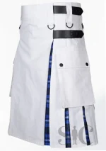 Premium Quality Ramsay Blue Tartan White Cotton Hybrid Utility Kilt
