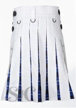 Premium Quality Ramsay Blue Tartan White Cotton Hybrid Utility Kilt Back