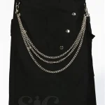 Premium Quality Scottish Black Fashion Gothic Utility Kilt