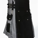 Premium Quality Scottish Black Gray Utility Kilt