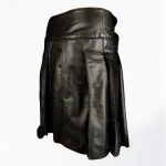 Premium Quality Scottish Black Leather Kilt Back Side