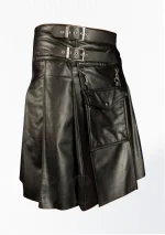 Premium Quality Scottish Black Leather Kilt Side