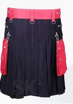 Premium Quality Scottish Black & Red Fashion Gothic Kilt Back