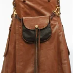 Premium Quality Scottish Brown Leather Kilt With Sporran