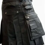 Premium Quality Scottish Pure Black Leather Kilt