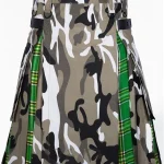 Premium Quality Traditional Scottish Black Cotton & Irish Tartan Hybrid Kilt