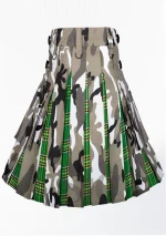 Premium Quality Traditional Scottish Black Cotton & Irish Tartan Hybrid Kilt Back