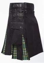 Premium Quality Traditional Scottish Black Cotton & Irish Tartan Hybrid Kilt Right Side