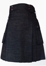 Premium Quality Traditional Scottish Black Denim Kilt