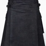Premium Quality Traditional Scottish Black Denim Kilt
