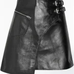 Premium Quality Traditional Scottish Black Leather Kilt