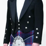 Premium Quality Traditional Scottish Black Prince Charlie Jacket with Three Button Vest