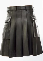Premium Quality Traditional Scottish Black Women Leather Kilt Back