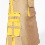 Premium Quality Traditional Scottish Khaki & Yellow Hybrid Kilts