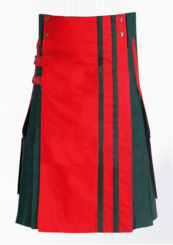 Calidad premium Voguish Red s Green Hybrid Kilt Design 45