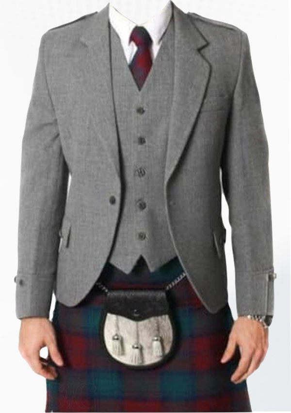 Light Grey Tweed Argyle Jacket And 5 Button Design 1