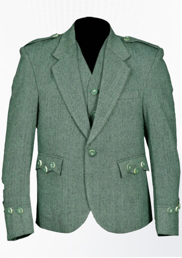 Light Grey Tweed Argyle Jacket And 5 Button Design 3