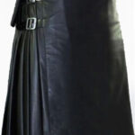 Premium Quality Hand Made Scottish Black Women Leather Kilt Design 8