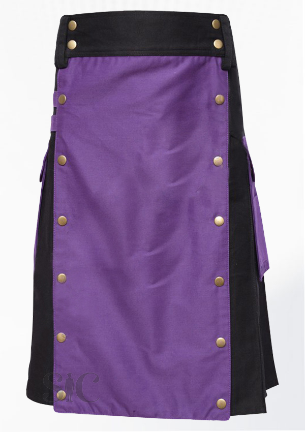 Diseño de kilt utilitario de dos tonos híbrido púrpura y negro 64