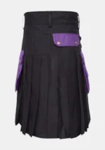 Purple & Black Cotton Utility Kilt Back