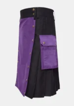 Purple & Black Cotton Utility Kilt Left