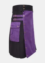 Purple & Black Cotton Utility Kilt Right