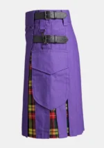 Purple Cotton Hybrid Kilt Left