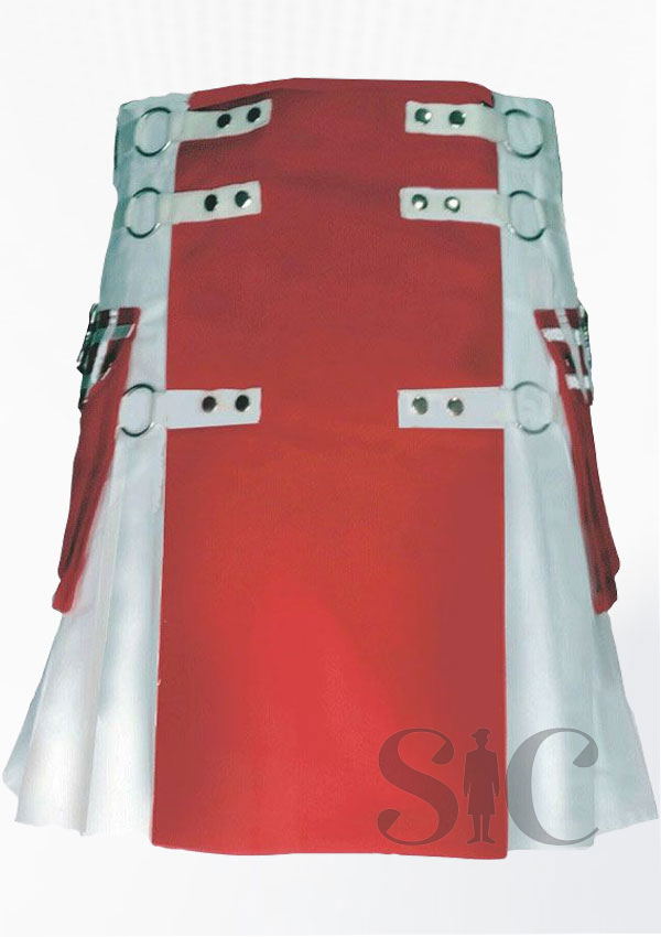 Diseño de falda escocesa de utilidad roja y blanca 5