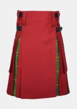 Red Cotton & Irish Tartan Hybrid Kilt