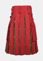 Red Cotton & Irish Tartan Hybrid Kilt Back