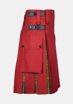 Red Cotton & Irish Tartan Hybrid Kilt Right