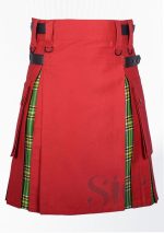 Falda escocesa utilitaria híbrida de tartán irlandés de algodón rojo 17