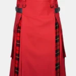 Red Cotton & Wallace Tartan Hybrid Kilt