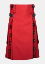 Red Cotton & Wallace Tartan Hybrid Kilt
