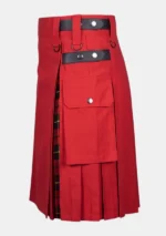 Red Cotton & Wallace Tartan Hybrid Kilt Left
