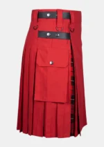 Red Cotton & Wallace Tartan Hybrid Kilt Right
