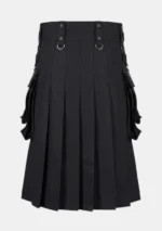 Scottish Black Fashion Utility Kilt Back