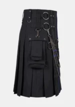 Scottish Black Fashion Utility Kilt Right