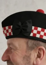 Scottish Black Glengarry Hat with Pom