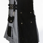 Premium Quality Scottish Black Gray Utility Kilt Design 20
