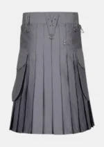 Scottish Grey Cargo Utility Kilt Back